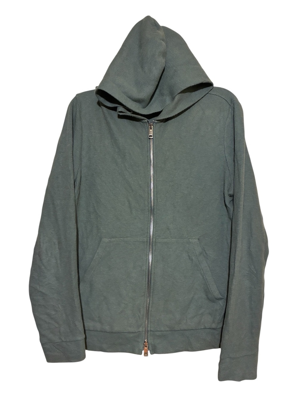 THEORY Men's Ridge Waffle Zip Hoodie Sweatshirt Sz S Green